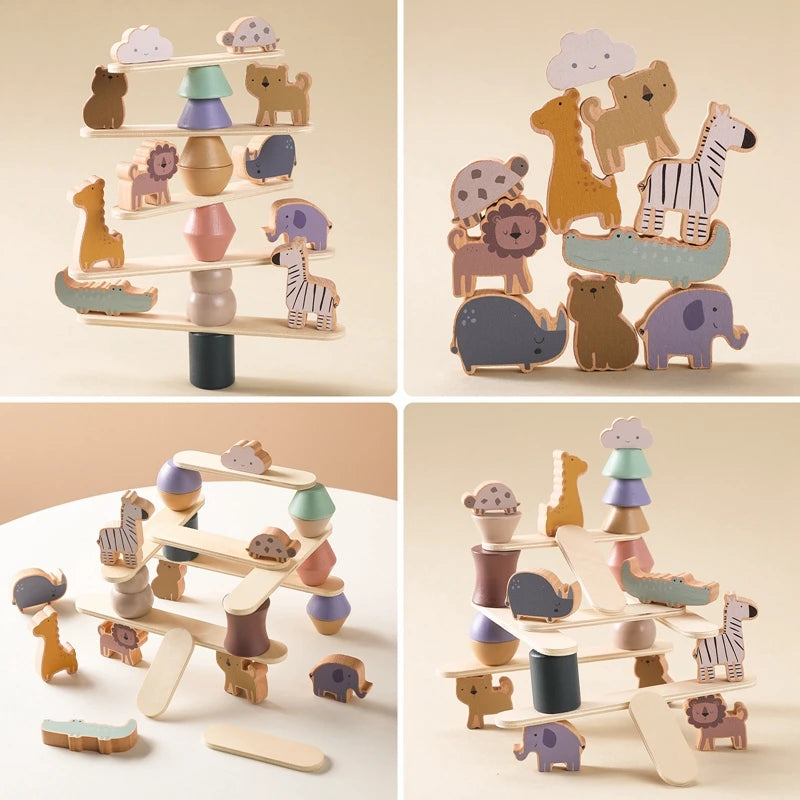 Woodland animal wooden blocks gift set
