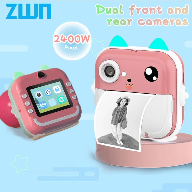 Kids instant print camera with thermal ink-free printing for little photographers