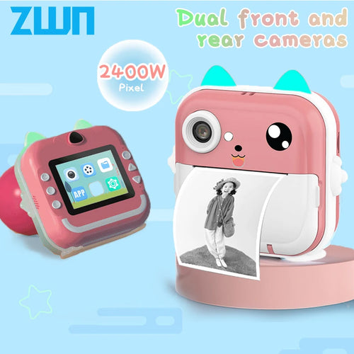 Kids instant print camera with thermal ink-free printing for little photographers