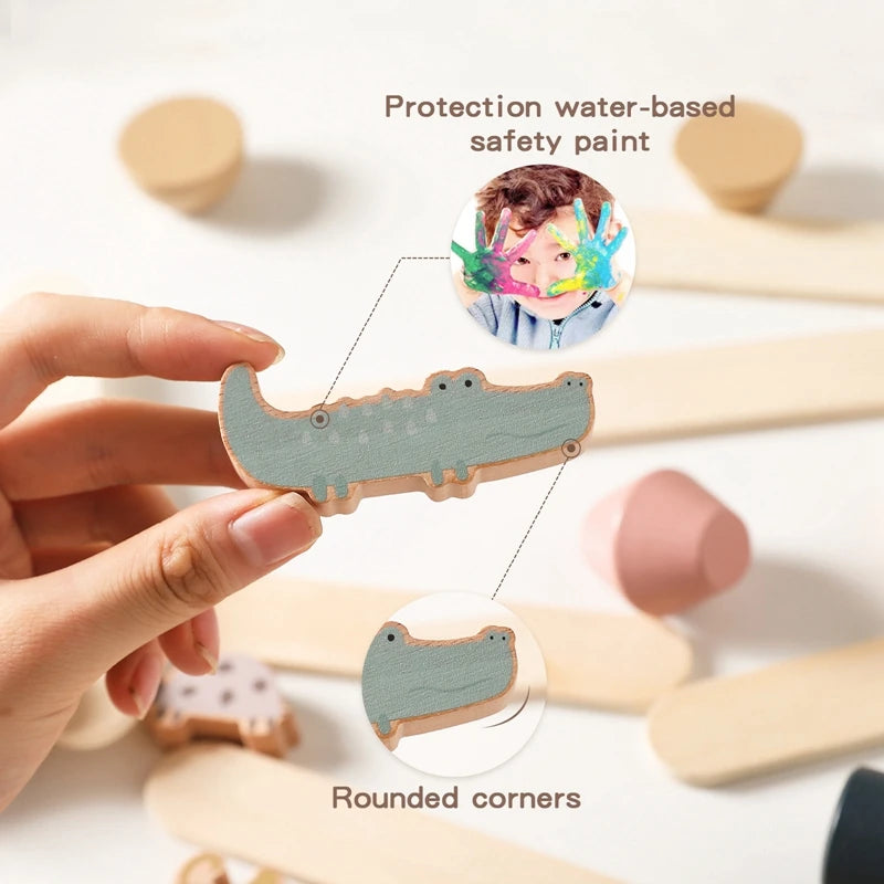 Natural wood Montessori stacking toy for toddlers