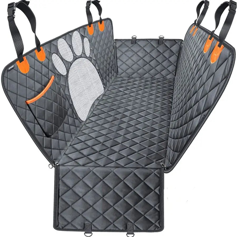 Waterproof dog car seat cover hammock with mesh window for back seat