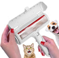 Reusable pet hair remover roller with self-cleaning base for furniture